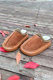 Contrast Edge Suede Plush Lined Thick Sole Winter Slippers