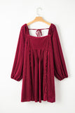 Long Sleeve Tiered Ribbed Velvet Dress