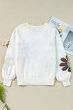 Flower Pattern V Neck Drop Shoulder Sweater