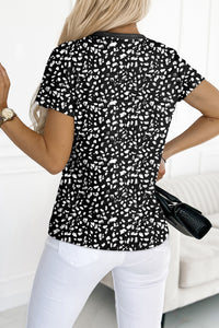 Animal Spotted Print Round Neck Long Sleeve Top