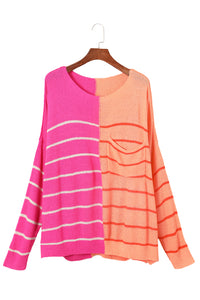 Striped Color Block Loose Fit Knit Sweater