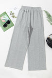 Seamed Drawstring High Waist Wide Leg Sweatpants