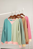 Stripe Casual Stripe Colorblock Drop Shoulder Oversize Sweatshirt