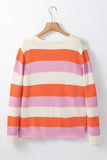 Colorblock V Neck Casual Sweater