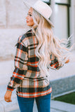 Geometric Plaid Print Pocketed Shacket