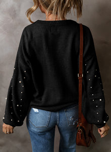 Pearled Drop Shoulder Sweater