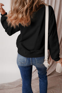 Solid Fleece Lined Drop Shoulder Terry Sweatshirt