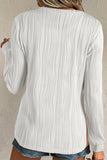 Textured Wavy Round Neck Long Sleeve Top