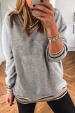 Varsity Striped V Neck Sweatshirt