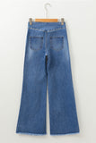 High Waist Raw Hem Flare Jeans