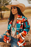 Aztec Printed Lapel Bell Sleeve Jacket