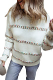 Colorful Crossed Stitch Drop Shoulder Sweater