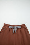 Fleece Lined Leopard Drawstring Pants