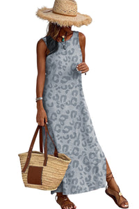 Leopard Print Sleeveless Maxi Dress