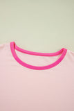 Color Block Stitching Sleeve Round Neck Oversize Top