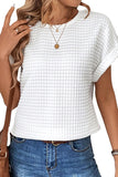 White Checkered Textured Bat Sleeve T Shirt