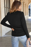 Solid Exposed Seam Crew Neck Long Sleeve Top