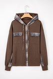 Patchwork Drawstring Hooded Plaid Shacket