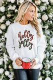 Sequined Holly Jolly Graphic Christmas Sweatshirt