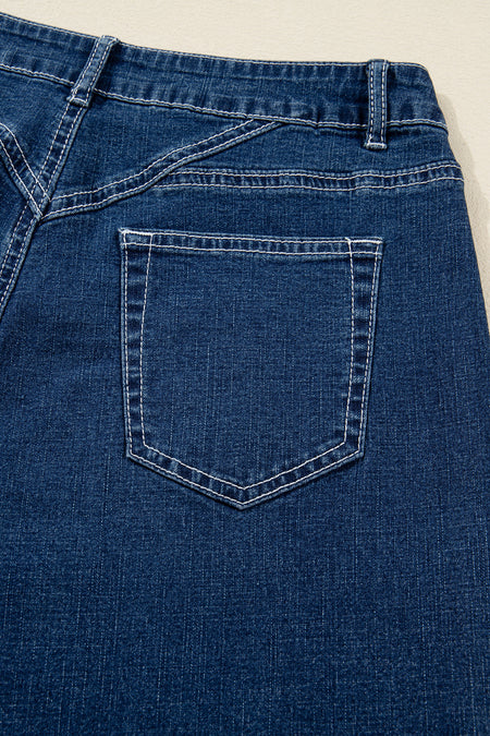 Stitched Waist Cuffed Jeans