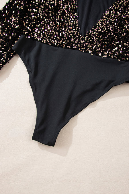 Sequin Puff Sleeve Bodysuit