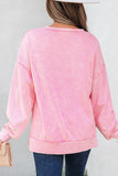 Mineral Wash Big Bow Patchwork Pullover Sweatshirt