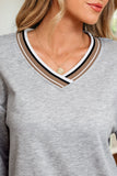Varsity Striped V Neck Sweatshirt