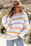 Colorblock Confetti Stripe Lantern Sleeve Sweater