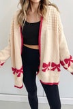 Bow Pattern Open Front Cardigan