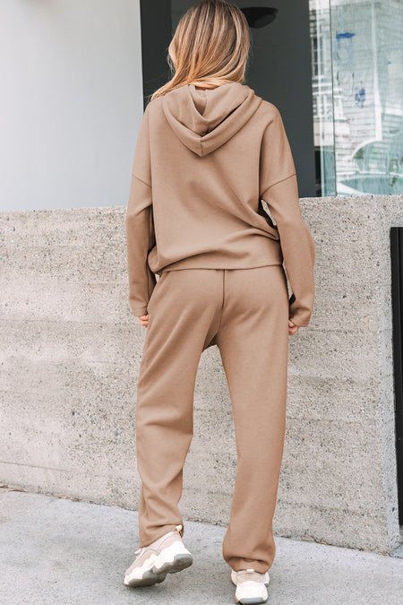 Pullover Hoodie and High Waist Pants Set