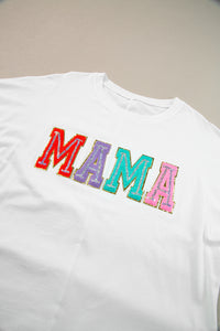 MAMA Chenille Patched Crew Neck T Shirt