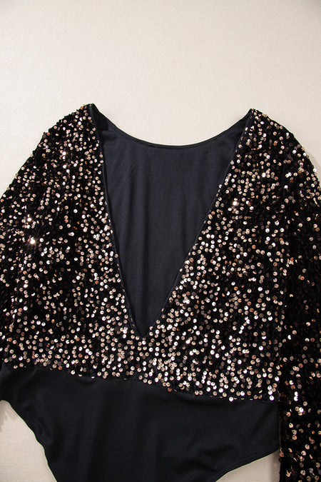 Sequin Puff Sleeve Bodysuit