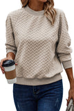 Solid Textured Raglan Sleeve Pullover Sweatshirt