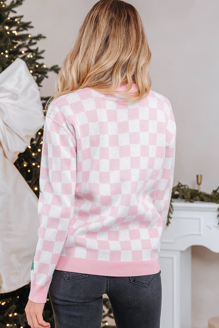 Checkered Christmas Cardigan Sweater