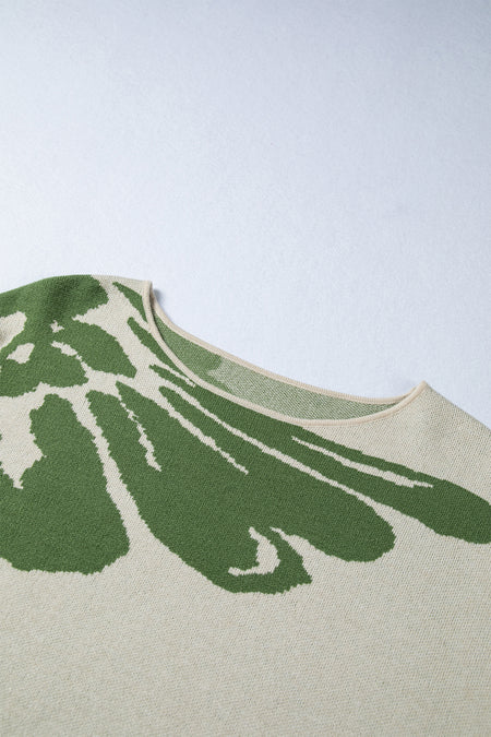 Flower Pattern Oversized Sweater