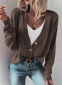 Open Knit Drop Shoulder Sweater Cardigan