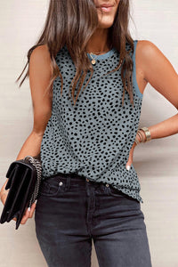 Leopard Print Round Neck Tank Top