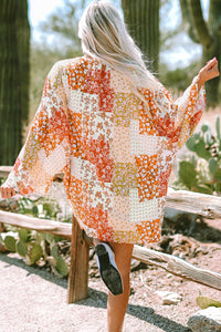 Boho Patchwork Floral Open Front Kimono