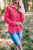 Pink Waffle Knit Button Up Casual Shirt