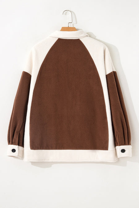 Patchwork Button Down Fleece Shacket