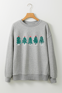 2-side Printed Christmas Tree Letter Graphic Sweatshirt