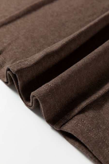 Solid Exposed Seam Crew Neck Long Sleeve Top