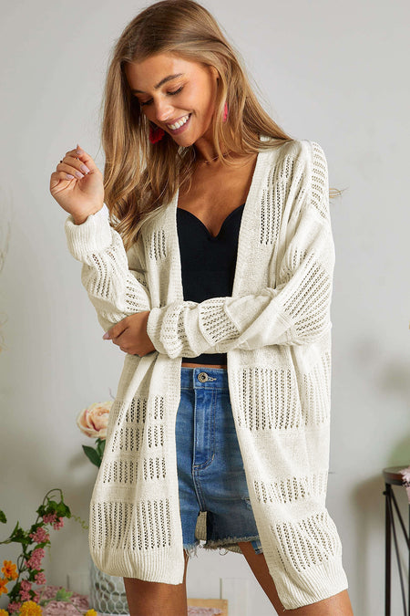 Lightweight Open Knit Tunic Cardigan