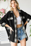 Plaid Patchwork Waffle Thermal Knit Shacket