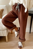 Fleece Lined Leopard Drawstring Pants