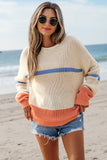 Colorblock Striped Drop Shoulder Cozy Sweater