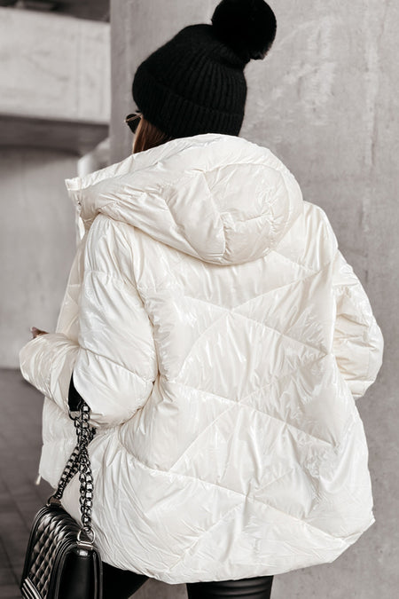 Solid Quilted Hooded Zip Up Puffer Jackets