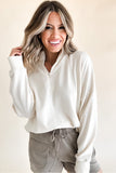 Zipped Neck Pullover Drop Shoulder Sweatshirt