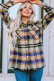 Geometric Plaid Print Pocketed Shacket