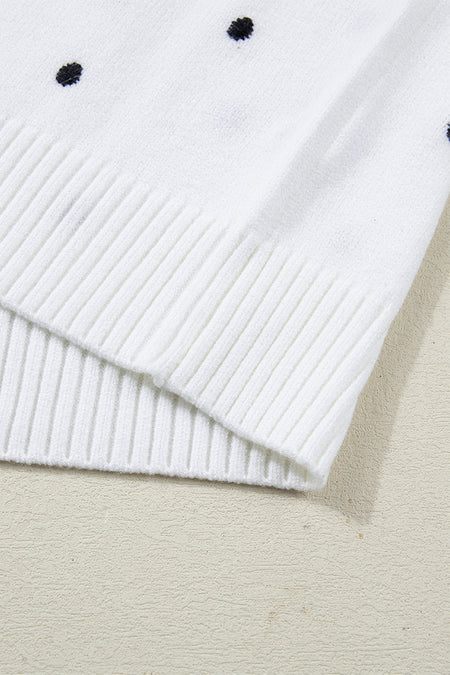 Polka Dot Bubble Sleeve Sweater